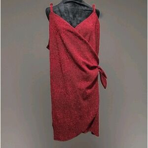 Lily‎ Rose Red Shimmer Knotted Side Wrap Fitted Cocktail Dress Size 3X Hoco Hoco